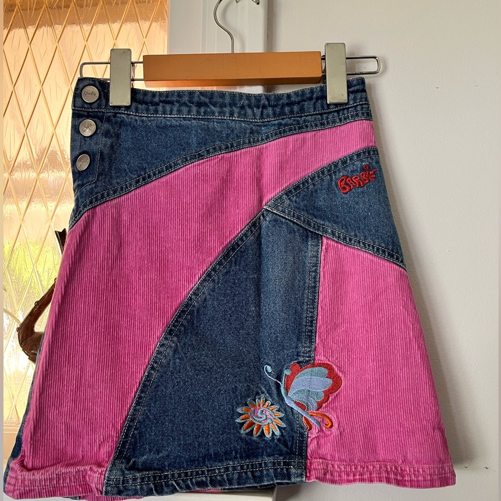 Esprit Pink and Blue Embroidered Mini Skirt